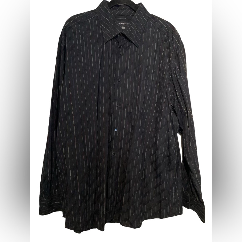 Jhane Barnes Black Striped Button Down Shirt
